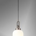 Angela 1 Light Pendant E27 20cm Tubular Ribbed Glass, Opal Antique Silver/Black additional 1