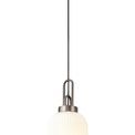 Angela 1 Light Pendant E27 20cm Tubular Ribbed Glass, Opal Antique Silver/Black additional 3