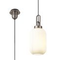 Angela 1 Light Pendant E27 20cm Tubular Ribbed Glass, Opal Antique Silver/Black additional 6