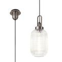 Angela 1 Light Pendant E27 20cm Tubular Ribbed Glass, Clear Antique Silver/Black additional 6
