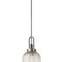 Angela 1 Light Pendant E27 20cm Tubular Ribbed Glass, Clear Antique Silver/Black additional 4