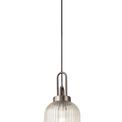 Angela 1 Light Pendant E27 20cm Tubular Ribbed Glass, Clear Antique Silver/Black additional 3