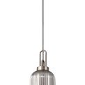 Angela 1 Light Pendant E27 20cm Tubular Ribbed Glass, Smoked Antique Silver/Black additional 3