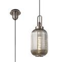 Angela 1 Light Pendant E27 20cm Tubular Ribbed Glass, Smoked Antique Silver/Black additional 6