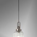 Angela 1 Light Pendant E27 20cm Tubular Ribbed Glass, Champagne Antique Silver/Black additional 1