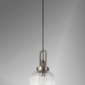 Angela 1 Light Pendant E27 20cm Tubular Ribbed Glass, Champagne Antique Silver/Black additional 2