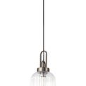 Angela 1 Light Pendant E27 20cm Tubular Ribbed Glass, Champagne Antique Silver/Black additional 4