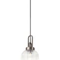 Angela 1 Light Pendant E27 20cm Tubular Ribbed Glass, Champagne Antique Silver/Black additional 3