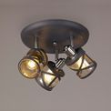 Naomi Matt Grey/Polished Chrome/Cognac Spotlight Round Light (3 E14) additional 1