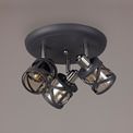 Naomi Matt Grey/Polished Chrome/Cognac Spotlight Round Light (3 E14) additional 2