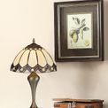Bridget Tiffany Table Lamp, 1 x E27, Aged Antique Brass Base/Cream/Brown Glass/Clear Crystal additional 10