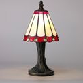 Una Tiffany Table Lamp, 1 x E14, Cream/Red/Clear Crystal Shade additional 1