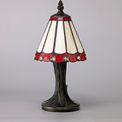 Una Tiffany Table Lamp, 1 x E14, Cream/Red/Clear Crystal Shade additional 2