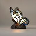 Mandy Tiffany Butterfly Table Lamp, 1 x E14, Black Base With Blue/Pink Glass With Clear Crystal additional 1