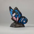 Mandy Tiffany Butterfly Table Lamp, 1 x E14, Black Base With Blue/Pink Glass With Clear Crystal additional 2