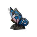 Mandy Tiffany Butterfly Table Lamp, 1 x E14, Black Base With Blue/Pink Glass With Clear Crystal additional 16