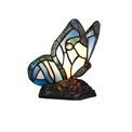 Mandy Tiffany Butterfly Table Lamp, 1 x E14, Black Base With Blue/Pink Glass With Clear Crystal additional 15