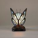 Mandy Tiffany Butterfly Table Lamp, 1 x E14, Black Base With Blue/Pink Glass With Clear Crystal additional 3