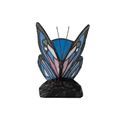 Mandy Tiffany Butterfly Table Lamp, 1 x E14, Black Base With Blue/Pink Glass With Clear Crystal additional 12