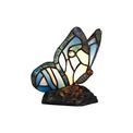 Mandy Tiffany Butterfly Table Lamp, 1 x E14, Black Base With Blue/Pink Glass With Clear Crystal additional 7