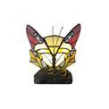 Mandy Tiffany Butterfly Table Lamp, 1 x E14, Black Base With Red/Yellow/Blue Glass With Clear Crystal additional 14