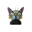 Mandy Tiffany Butterfly Table Lamp, 1 x E14, Black Base With Red/Yellow/Blue Glass With Clear Crystal additional 13