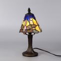 Haze Tiffany Table Lamp, 1 x E14, Black/Gold, Blue/Orange/Crystal Shade additional 1