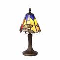 Haze Tiffany Table Lamp, 1 x E14, Black/Gold, Blue/Orange/Crystal Shade additional 3
