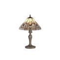 Areta 1 Light Curved Table Lamp E27 With 30cm Tiffany Shade, White/Grey/Black/Clear Crystal/Aged Antique Brass additional 2