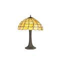 Camillie 2 Light Octagonal Table Lamp E27 With 40cm Tiffany Shade, Beige/Clear Crystal/Aged Antique Brass additional 2