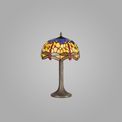 Haze 1 Light Tree Like Table Lamp E27 With 30cm Tiffany Shade, Blue/Orange/Crystal/Aged Antique Brass additional 1