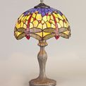 Haze 1 Light Curved Table Lamp E27 With 30cm Tiffany Shade, Blue/Orange/Crystal/Aged Antique Brass additional 1