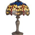 Haze 1 Light Curved Table Lamp E27 With 30cm Tiffany Shade, Blue/Orange/Crystal/Aged Antique Brass additional 4