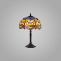 Haze 1 Light Octagonal Table Lamp E27 With 30cm Tiffany Shade, Blue/Orange/Crystal/Aged Antique Brass additional 1