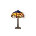 Haze 2 Light Tree Like Table Lamp E27 With 40cm Tiffany Shade, Blue/Orange/Crystal/Aged Antique Brass additional 2
