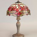 Haze 1 Light Curved Table Lamp E27 With 30cm Tiffany Shade, Purple/Pink/Crystal/Aged Antique Brass additional 1