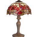 Haze 1 Light Curved Table Lamp E27 With 30cm Tiffany Shade, Purple/Pink/Crystal/Aged Antique Brass additional 3
