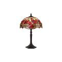 Haze 1 Light Octagonal Table Lamp E27 With 30cm Tiffany Shade, Purple/Pink/Crystal/Aged Antique Brass additional 2