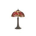 Haze 2-Light Octagonal Table Lamp with E27 Socket &amp; 40cm Tiffany Shade in Purple/Pink/Crystal/Aged Antique Brass additional 2