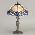 Orella 1 Light Curved Table Lamp E27 With 30cm Tiffany Shade, Blue/Clear Crystal/Aged Antique Brass additional 1
