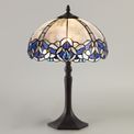Orella 1 Light Octagonal Table Lamp E27 With 30cm Tiffany Shade, Blue/Clear Crystal/Aged Antique Brass additional 1