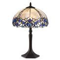 Orella 1 Light Octagonal Table Lamp E27 With 30cm Tiffany Shade, Blue/Clear Crystal/Aged Antique Brass additional 2