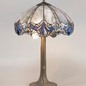 Orella 2 Light Tree Like Table Lamp E27 With 40cm Tiffany Shade, Blue/Clear Crystal/Aged Antique Brass additional 1