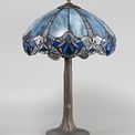 Orella 2 Light Tree Like Table Lamp E27 With 40cm Tiffany Shade, Blue/Clear Crystal/Aged Antique Brass additional 2