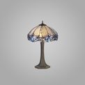 Orella 2 Light Octagonal Table Lamp E27 With 40cm Tiffany Shade, Blue/Clear Crystal/Aged Antique Brass additional 1