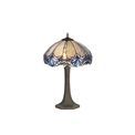 Orella 2 Light Octagonal Table Lamp E27 With 40cm Tiffany Shade, Blue/Clear Crystal/Aged Antique Brass additional 2