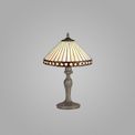 Teresa 1 Light Curved Table Lamp E27 With 30cm Tiffany Shade, Amber/Cream/Crystal/Aged Antique Brass additional 1