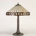 Teresa 2 Light Tree Like Table Lamp E27 With 40cm Tiffany Shade, Amber/Cream/Crystal/Aged Antique Brass additional 2