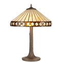 Teresa 2 Light Tree Like Table Lamp E27 With 40cm Tiffany Shade, Amber/Cream/Crystal/Aged Antique Brass additional 3