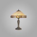 Teresa 2 Light Curved Table Lamp E27 With 40cm Tiffany Shade, Amber/Cream/Crystal/Aged Antique Brass additional 1